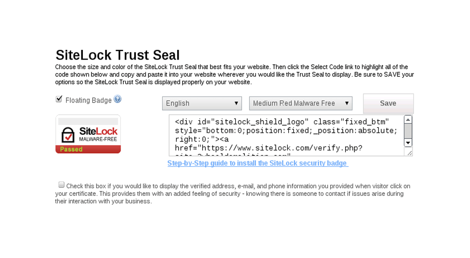 SiteLock trust seal