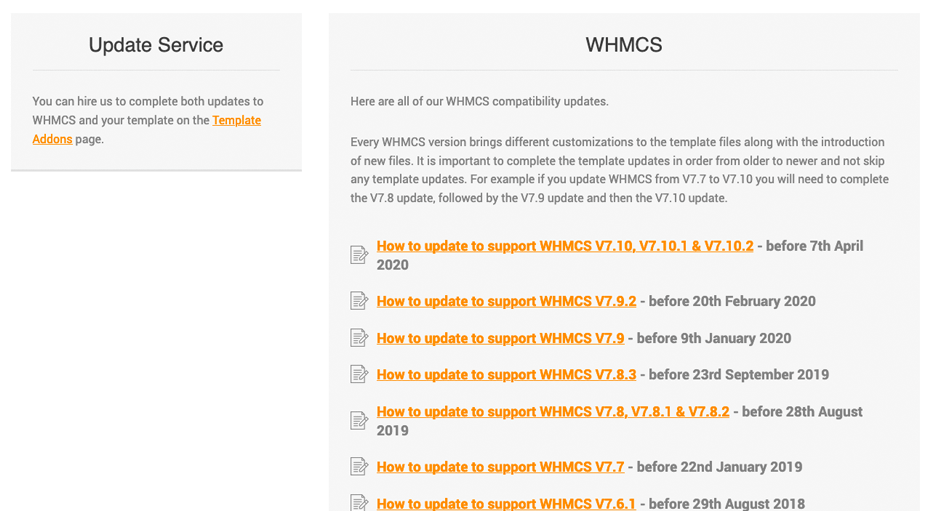 WHMCS Template with v8.8 support