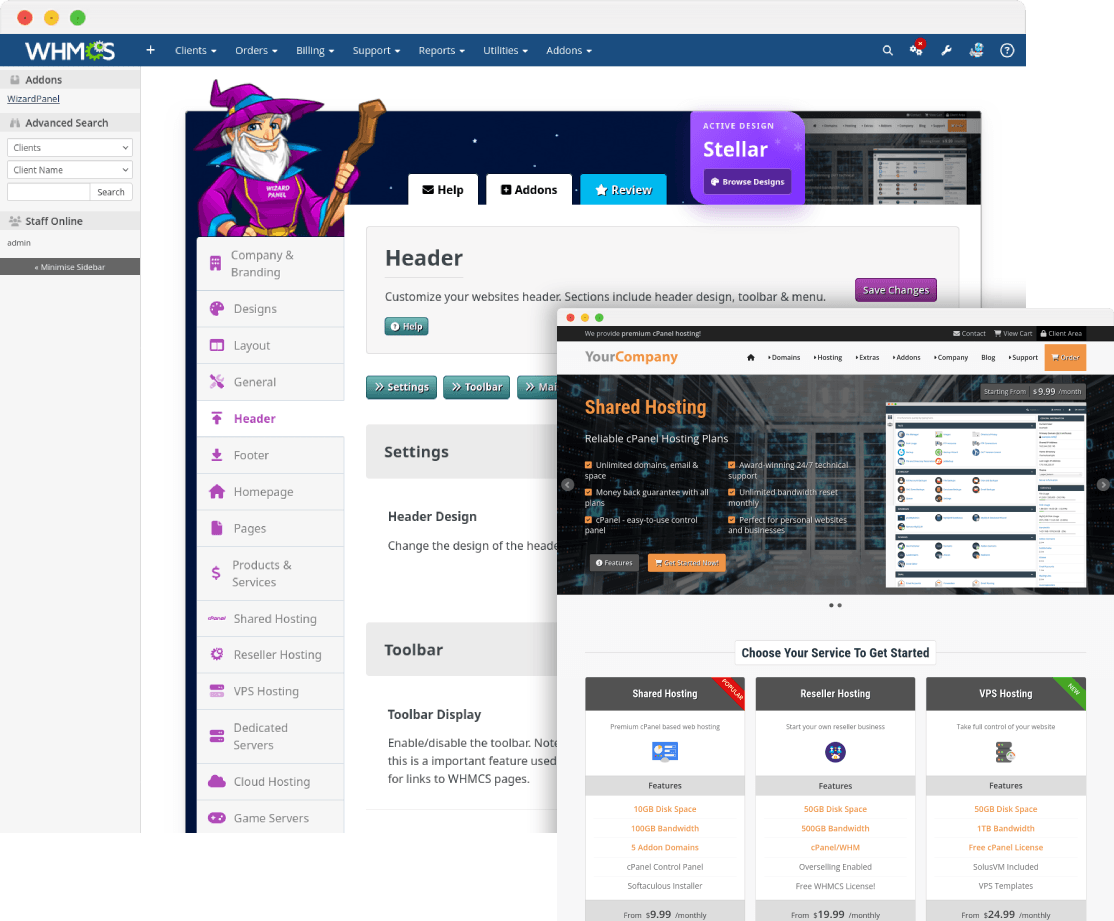 WizardPanel for WHMCS